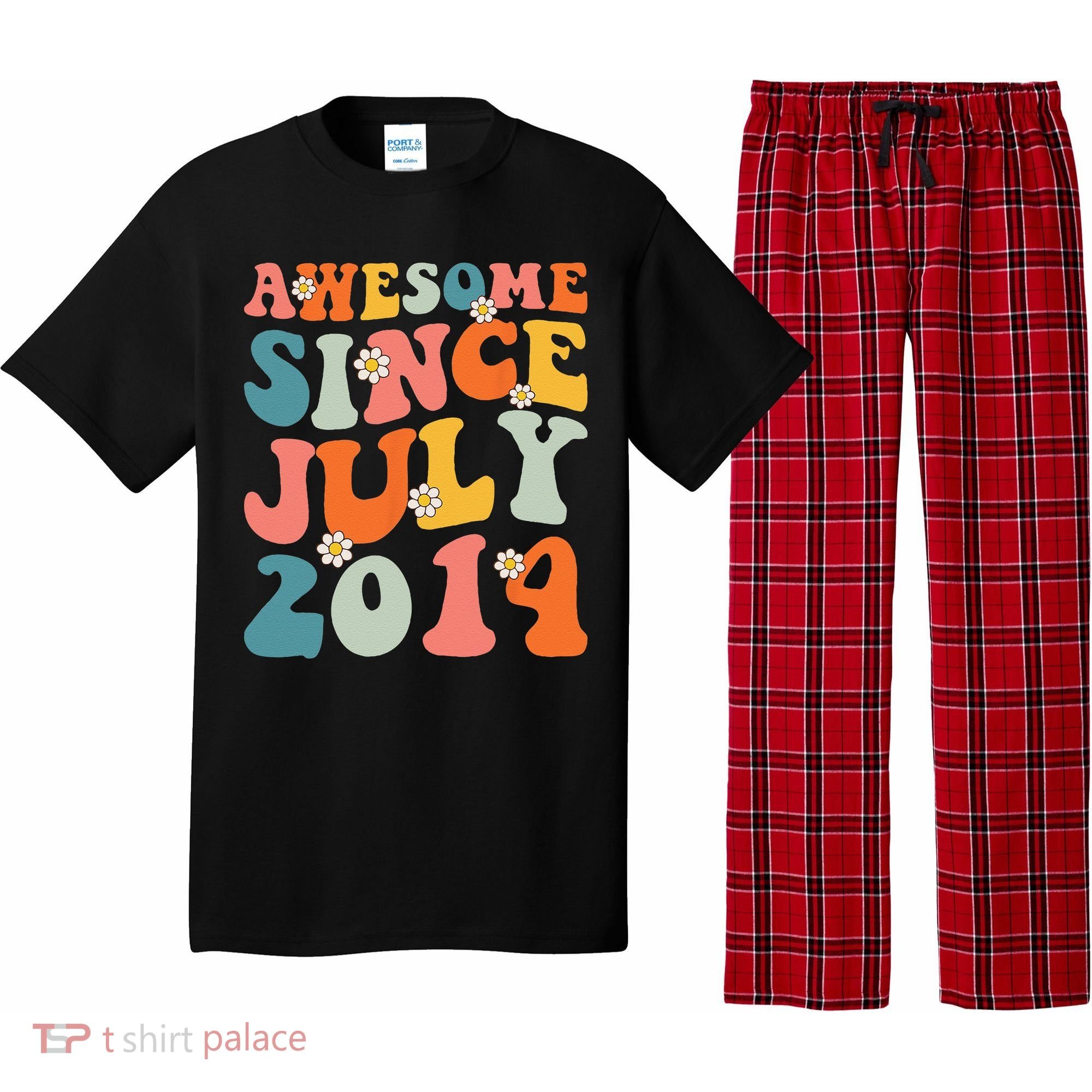 Awesome Since July 2014 Hippie Retro Groovy Birthday Pajama Set