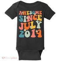 Awesome Since July 2014 Hippie Retro Groovy Birthday Baby Bodysuit thumb 0