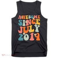 Awesome Since July 2014 Hippie Retro Groovy Birthday Tank Top thumb 0