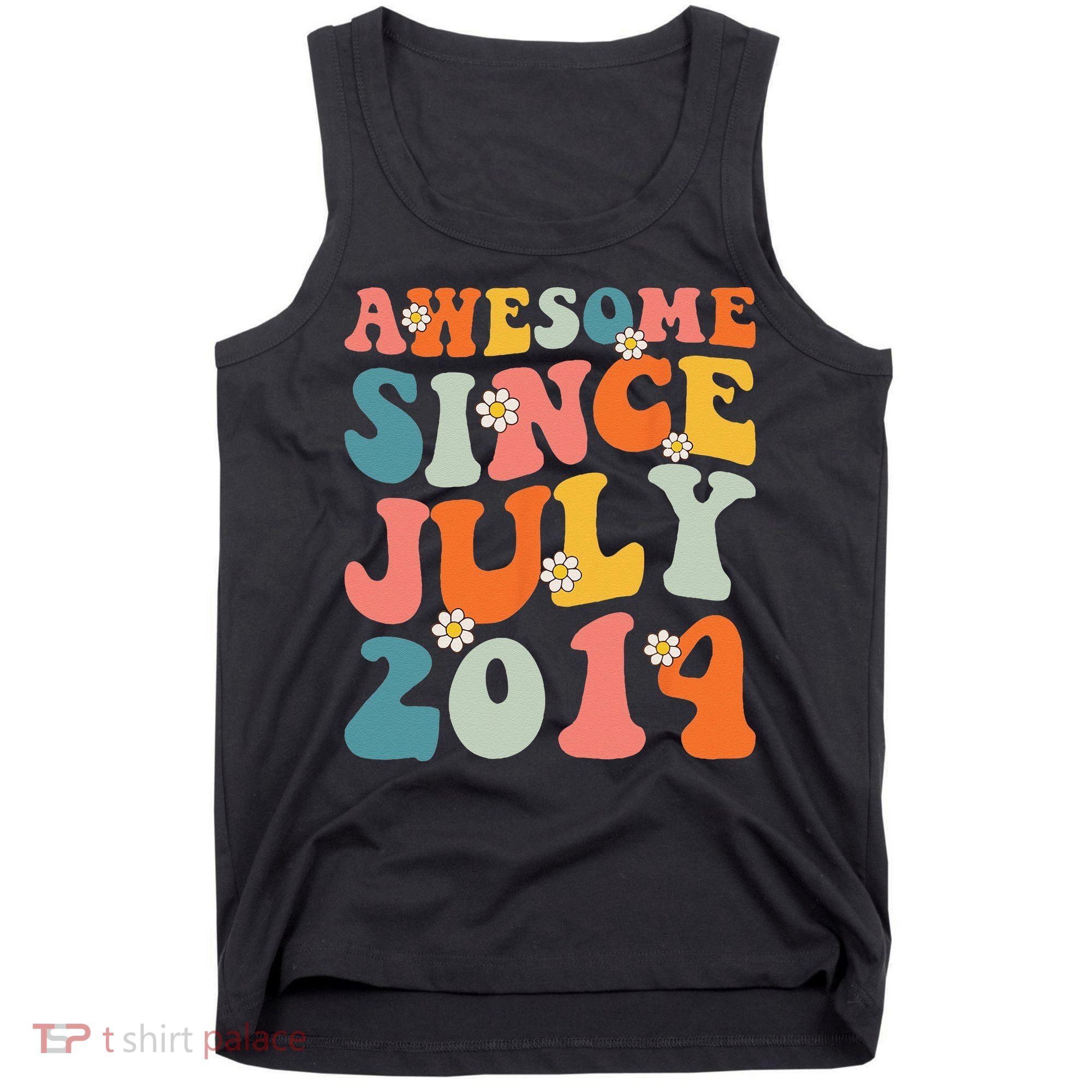 Awesome Since July 2014 Hippie Retro Groovy Birthday Tank Top