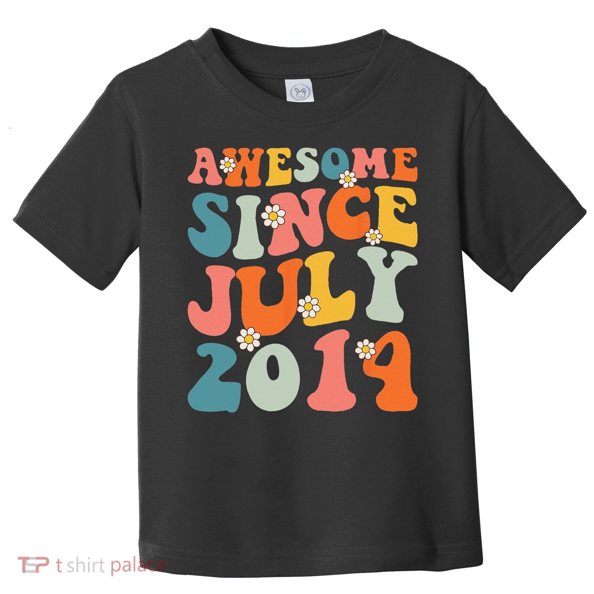 Awesome Since July 2014 Hippie Retro Groovy Birthday Toddler T-Shirt