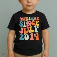Awesome Since July 2014 Hippie Retro Groovy Birthday Toddler T-Shirt thumb 2