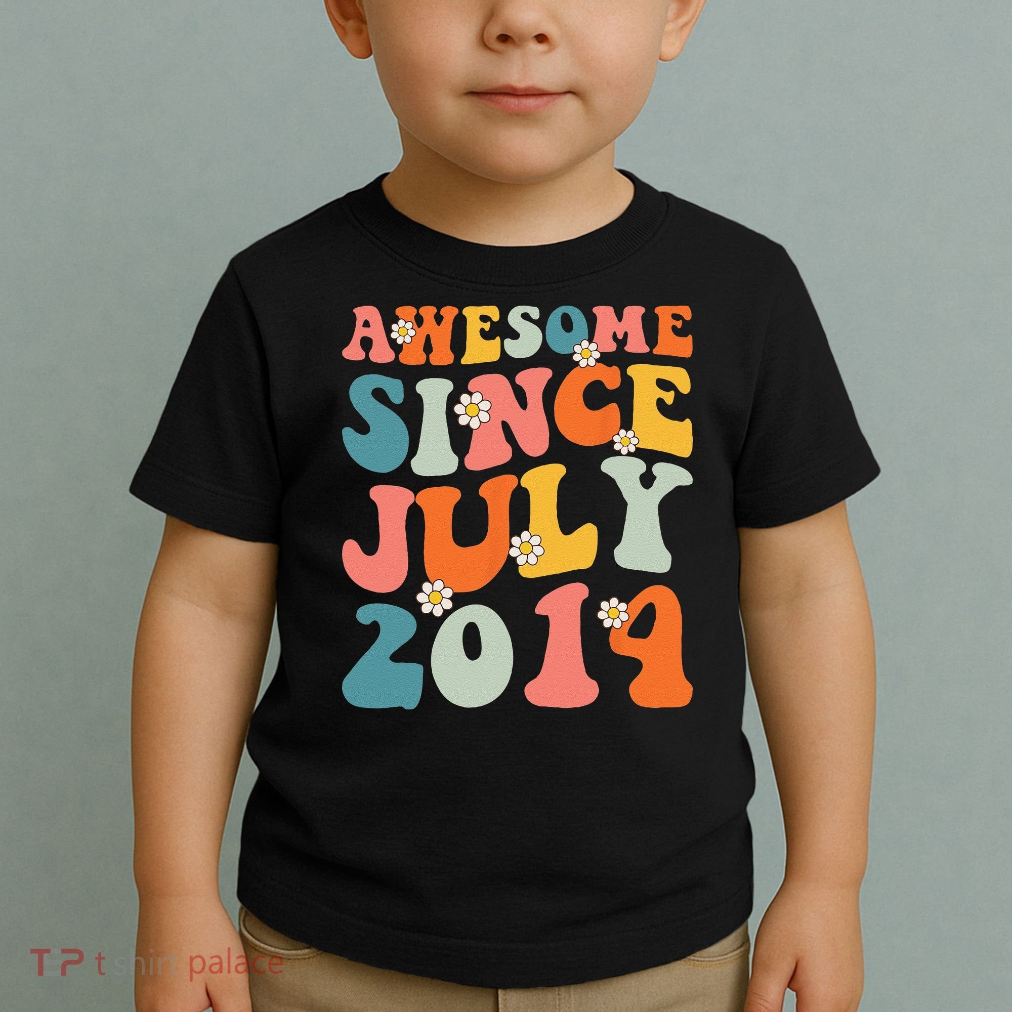 Awesome Since July 2014 Hippie Retro Groovy Birthday Toddler T-Shirt