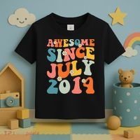 Awesome Since July 2014 Hippie Retro Groovy Birthday Toddler T-Shirt thumb 3