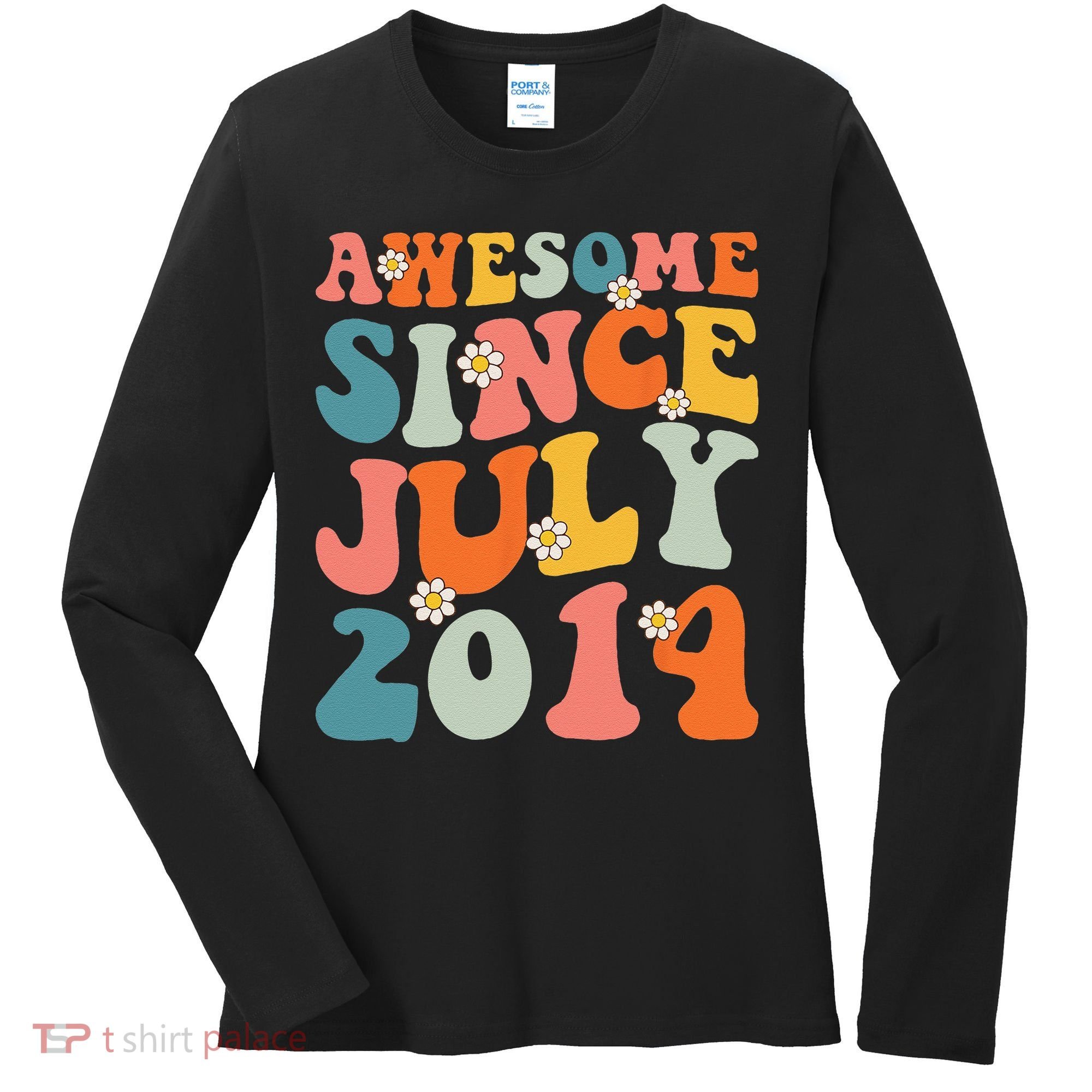 Awesome Since July 2014 Hippie Retro Groovy Birthday Women's Long Sleeve Shirt