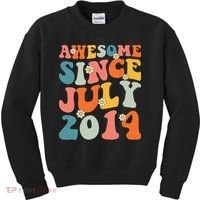 Awesome Since July 2014 Hippie Retro Groovy Birthday Kids Sweatshirt thumb 0