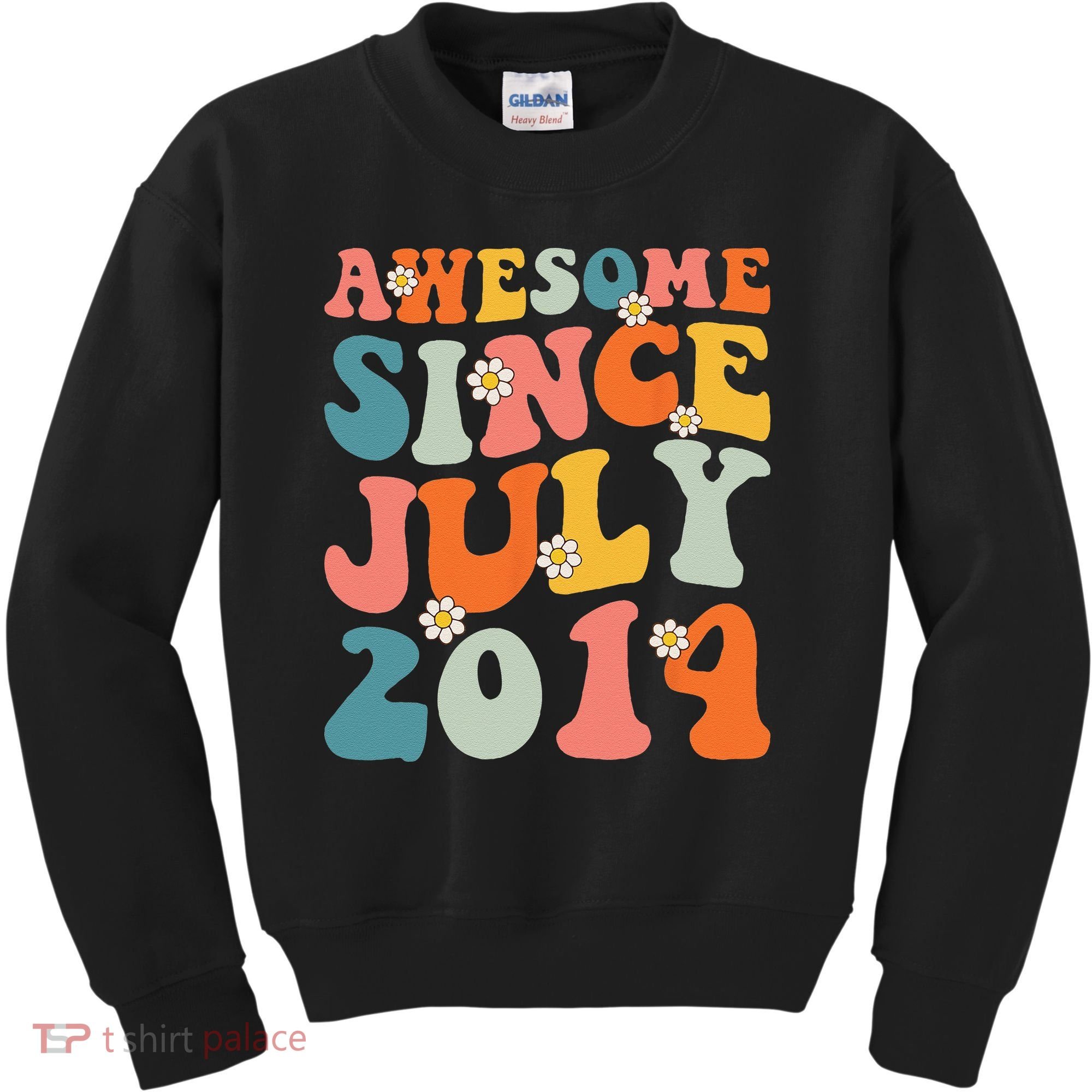 Awesome Since July 2014 Hippie Retro Groovy Birthday Kids Sweatshirt