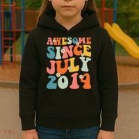 Awesome Since July 2014 Hippie Retro Groovy Birthday Kids Hoodie thumb 3
