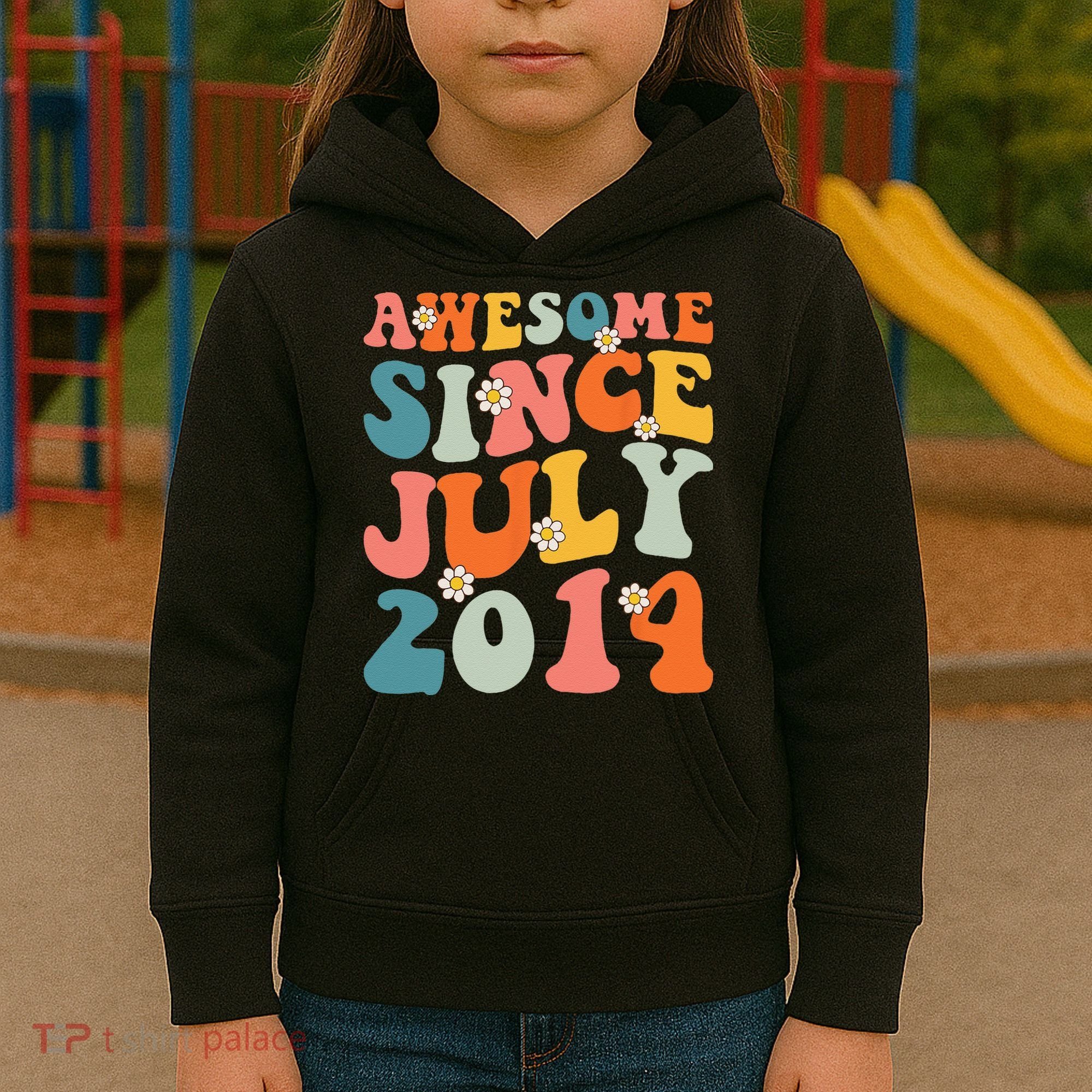 Awesome Since July 2014 Hippie Retro Groovy Birthday Kids Hoodie