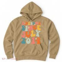 Awesome Since July 2014 Hippie Retro Groovy Birthday Hoodie thumb 0