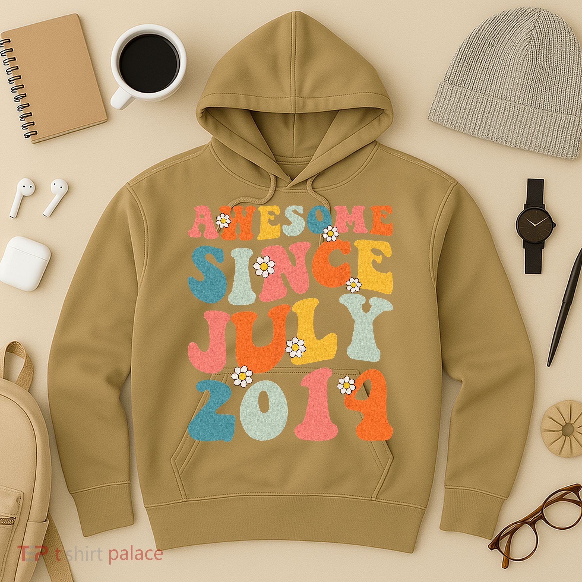 Awesome Since July 2014 Hippie Retro Groovy Birthday Hoodie