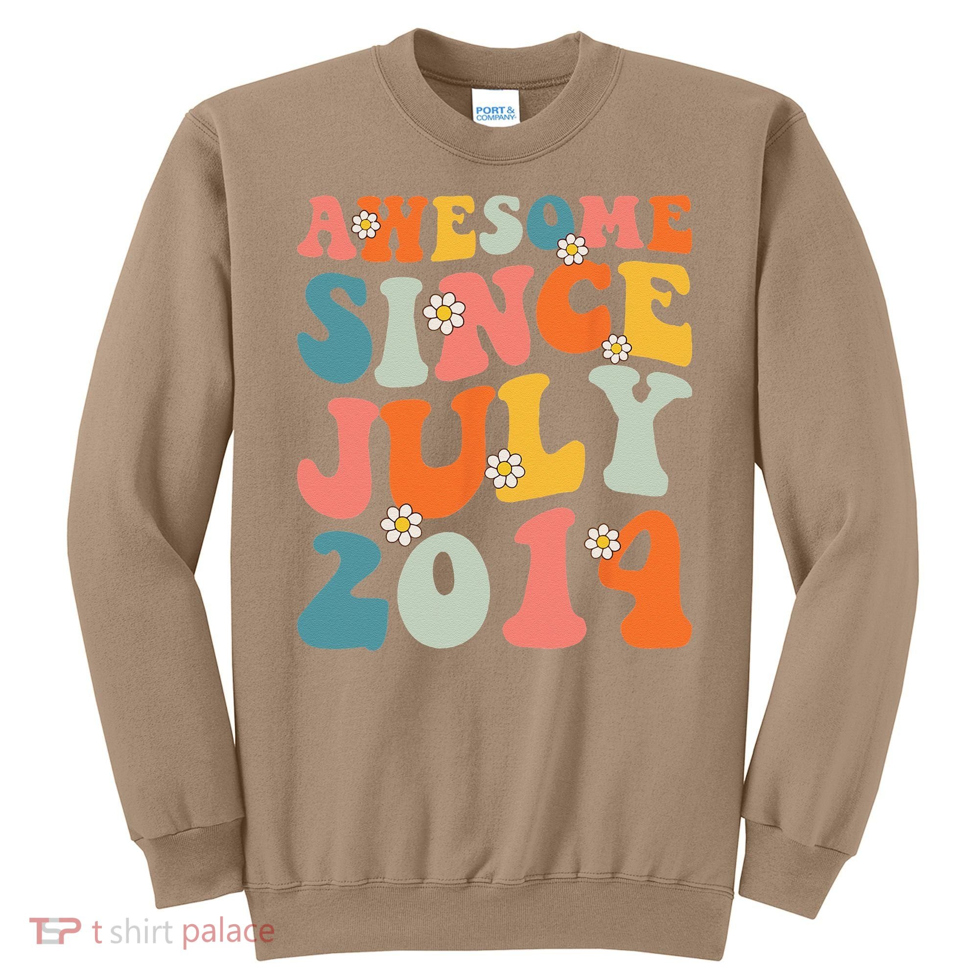 Awesome Since July 2014 Hippie Retro Groovy Birthday Sweatshirt