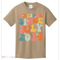 Awesome Since July 2014 Hippie Retro Groovy Birthday Kids T-Shirt thumb 0