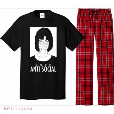 Anti Social Japanese Kanji Text Aesthetic Vaporwave Pajama Set