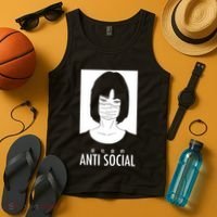Anti Social Japanese Kanji Text Aesthetic Vaporwave Tank Top thumb 4