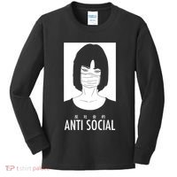 Anti Social Japanese Kanji Text Aesthetic Vaporwave Kids Long Sleeve Shirt thumb 0