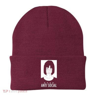 Anti Social Japanese Kanji Text Aesthetic Vaporwave Beanie