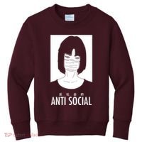 Anti Social Japanese Kanji Text Aesthetic Vaporwave Kids Sweatshirt thumb 0