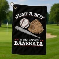 American Sport  Just A  Who Loves Baseball Golf Towel thumb 1