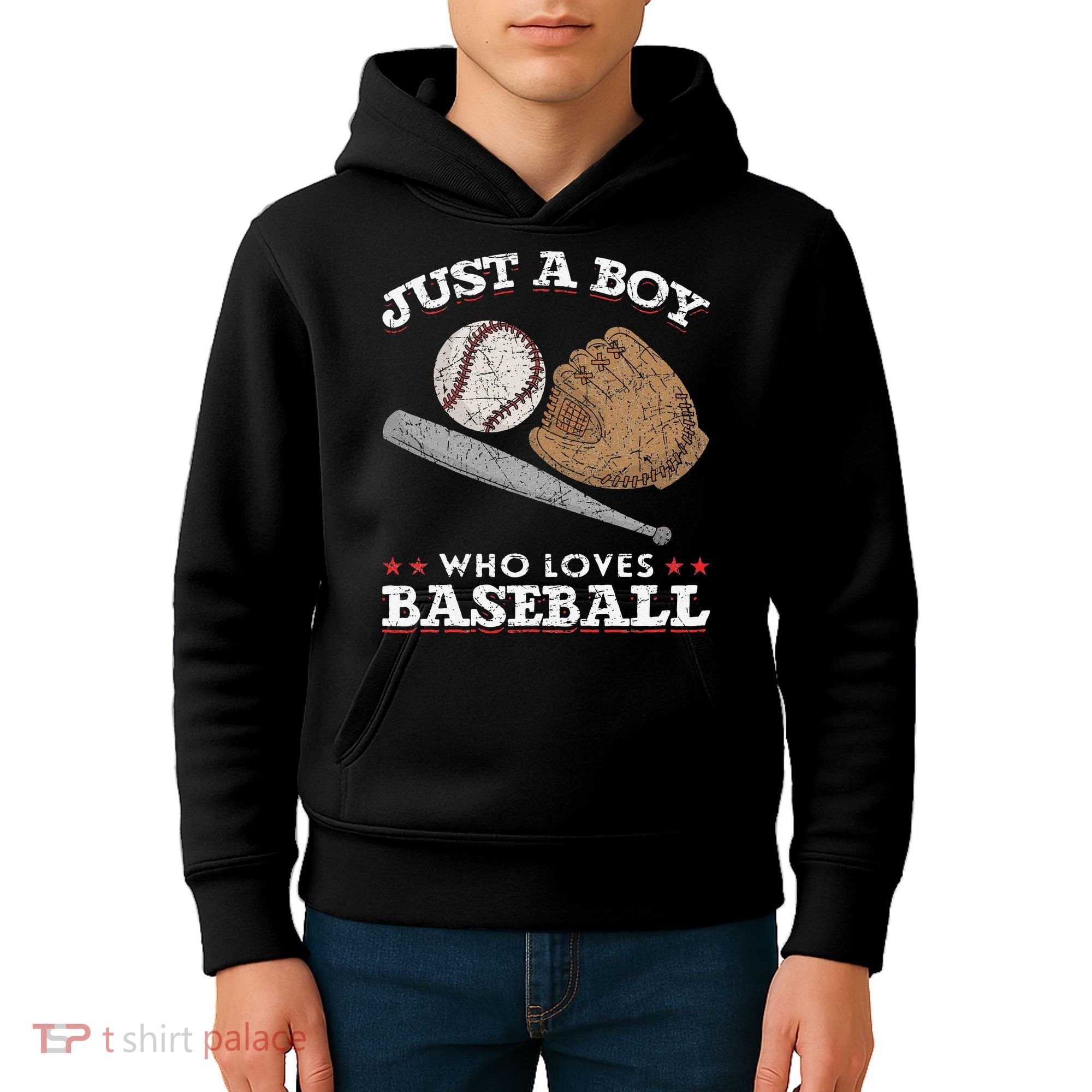 American Sport  Just A  Who Loves Baseball Kids Hoodie