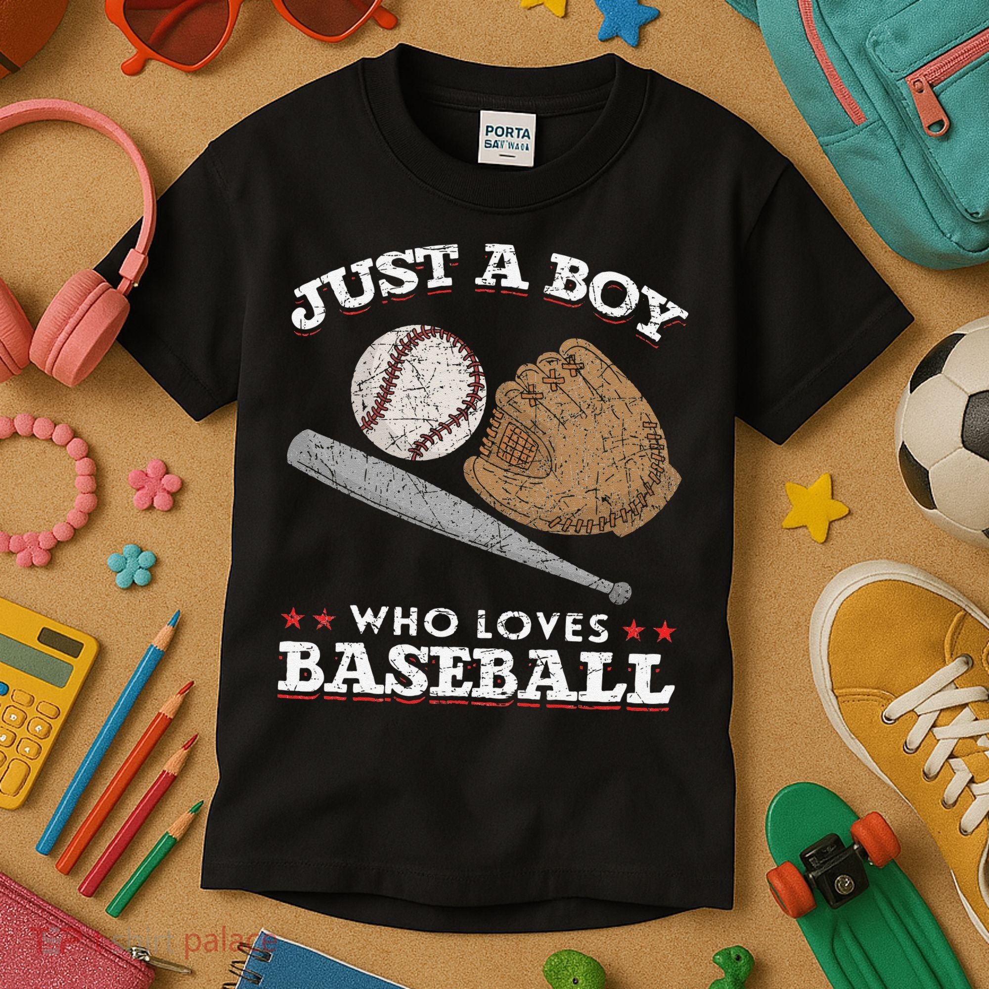 American Sport  Just A  Who Loves Baseball Kids T-Shirt