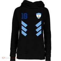 Argentina Soccer Jersey Retro 10 Argentinian Football Womens Funnel Neck Pullover Hood thumb 0