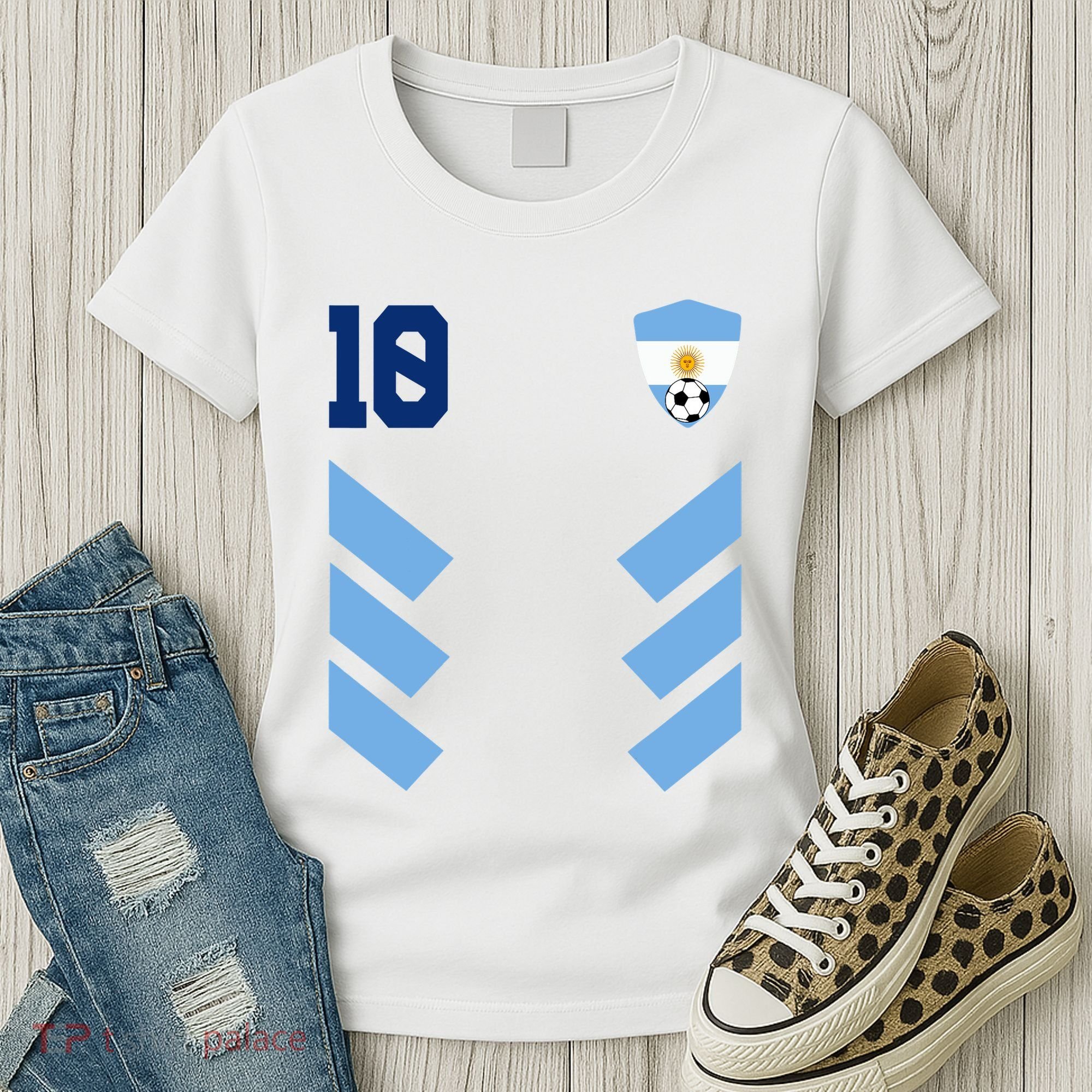 Argentina Soccer Jersey Retro 10 Argentinian Football Women's T-Shirt