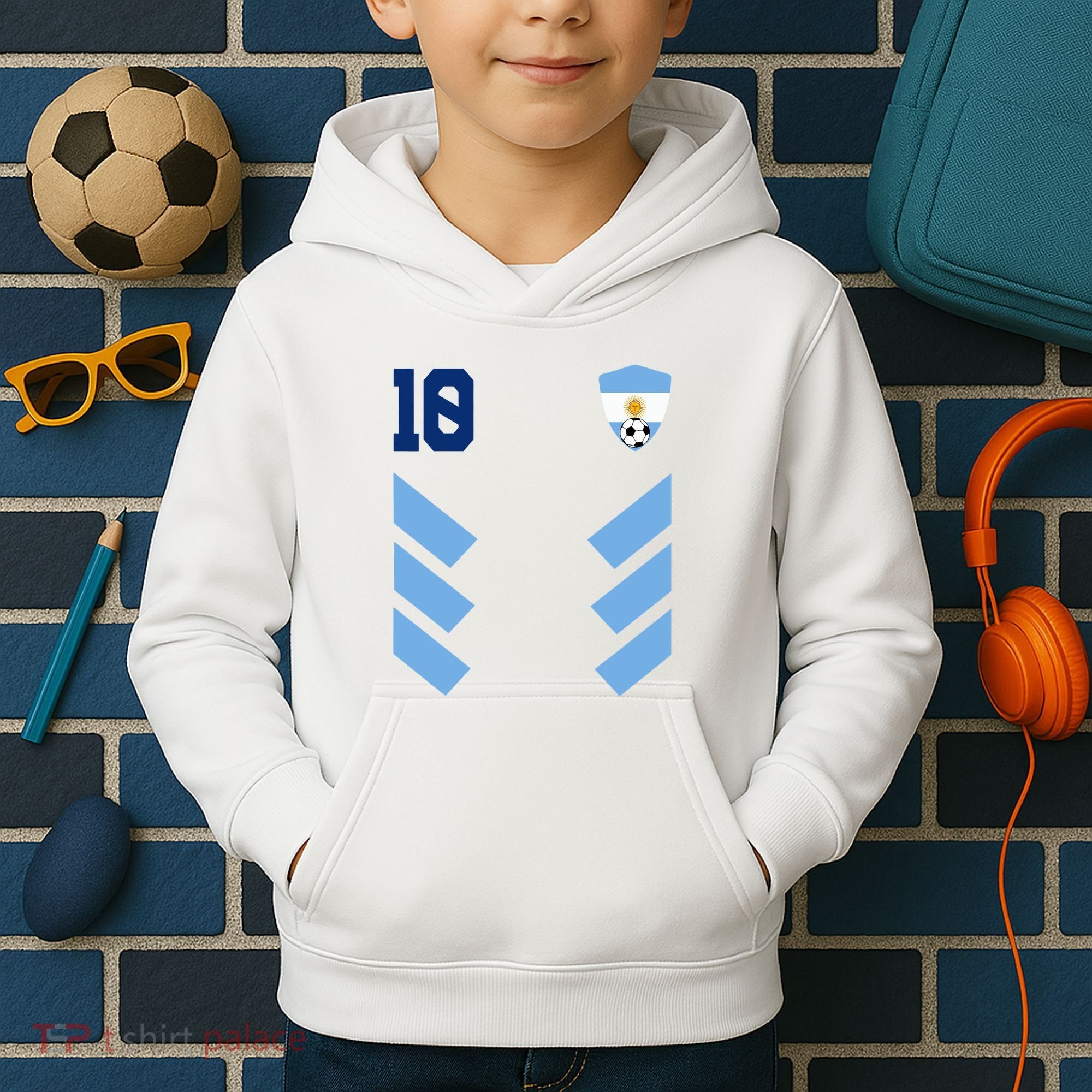 Argentina Soccer Jersey Retro 10 Argentinian Football Kids Hoodie