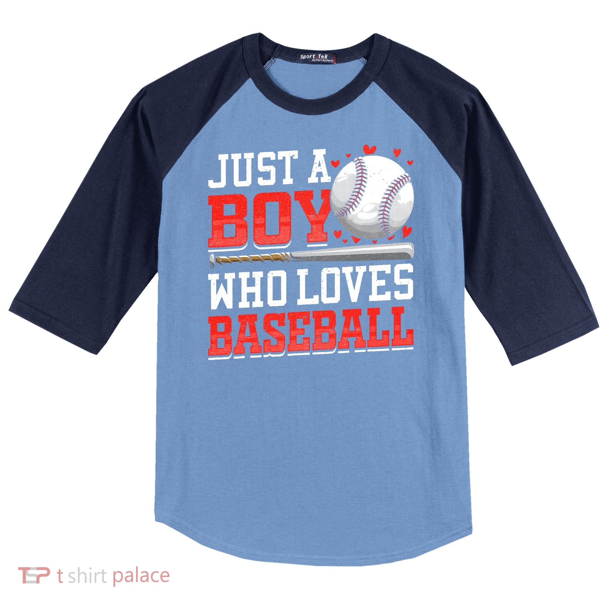 American Sport Just A Boy Who Loves Baseball Gifts Raglan Baseball Sleeve Shirt