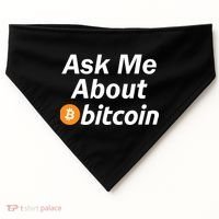 Ask Me About Bitcoin Cryptocurrency Logo USA-Made Doggie Bandana thumb 0
