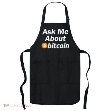 Ask Me About Bitcoin Cryptocurrency Logo Apron