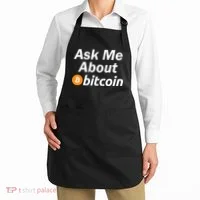 Ask Me About Bitcoin Cryptocurrency Logo Apron thumb 2