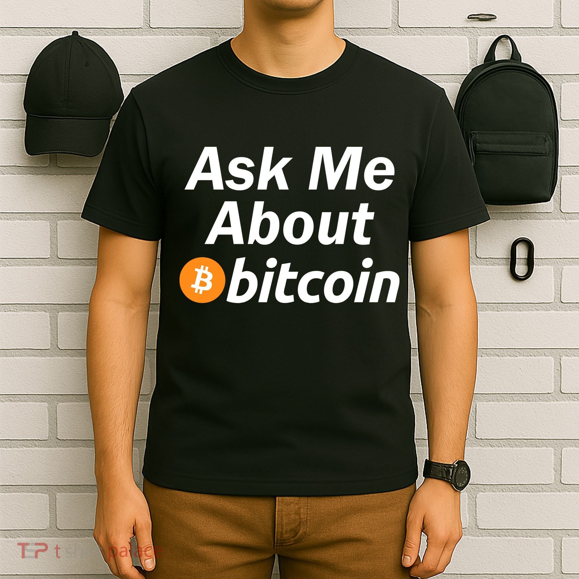 Ask Me About Bitcoin Cryptocurrency Logo T-Shirt