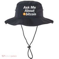 Ask Me About Bitcoin Cryptocurrency Logo Bucket Hat thumb 0