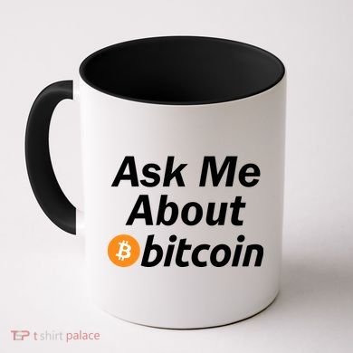 Ask Me About Bitcoin Cryptocurrency Logo Coffee Mug