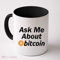 Ask Me About Bitcoin Cryptocurrency Logo Coffee Mug thumb 0