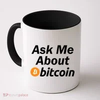 Ask Me About Bitcoin Cryptocurrency Logo Coffee Mug thumb 0