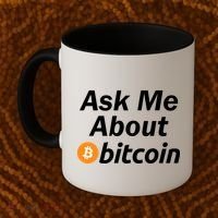 Ask Me About Bitcoin Cryptocurrency Logo Coffee Mug thumb 2