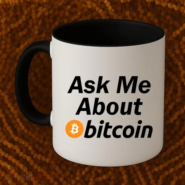 Ask Me About Bitcoin Cryptocurrency Logo Coffee Mug