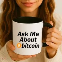Ask Me About Bitcoin Cryptocurrency Logo Coffee Mug thumb 3
