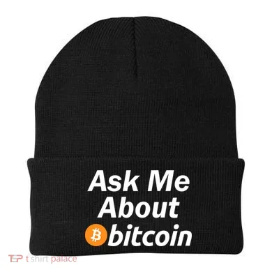 Ask Me About Bitcoin Cryptocurrency Logo Beanie