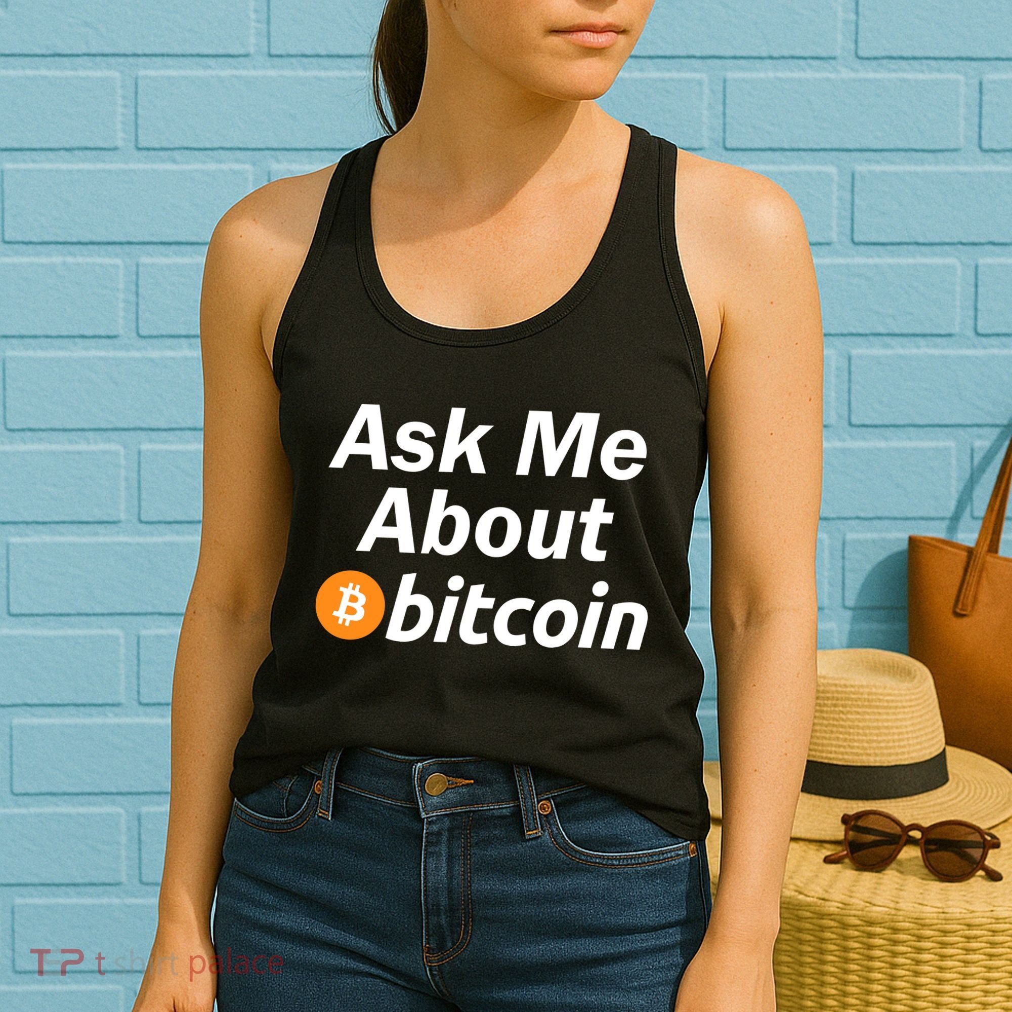 Ask Me About Bitcoin Cryptocurrency Logo Women's Tank Top