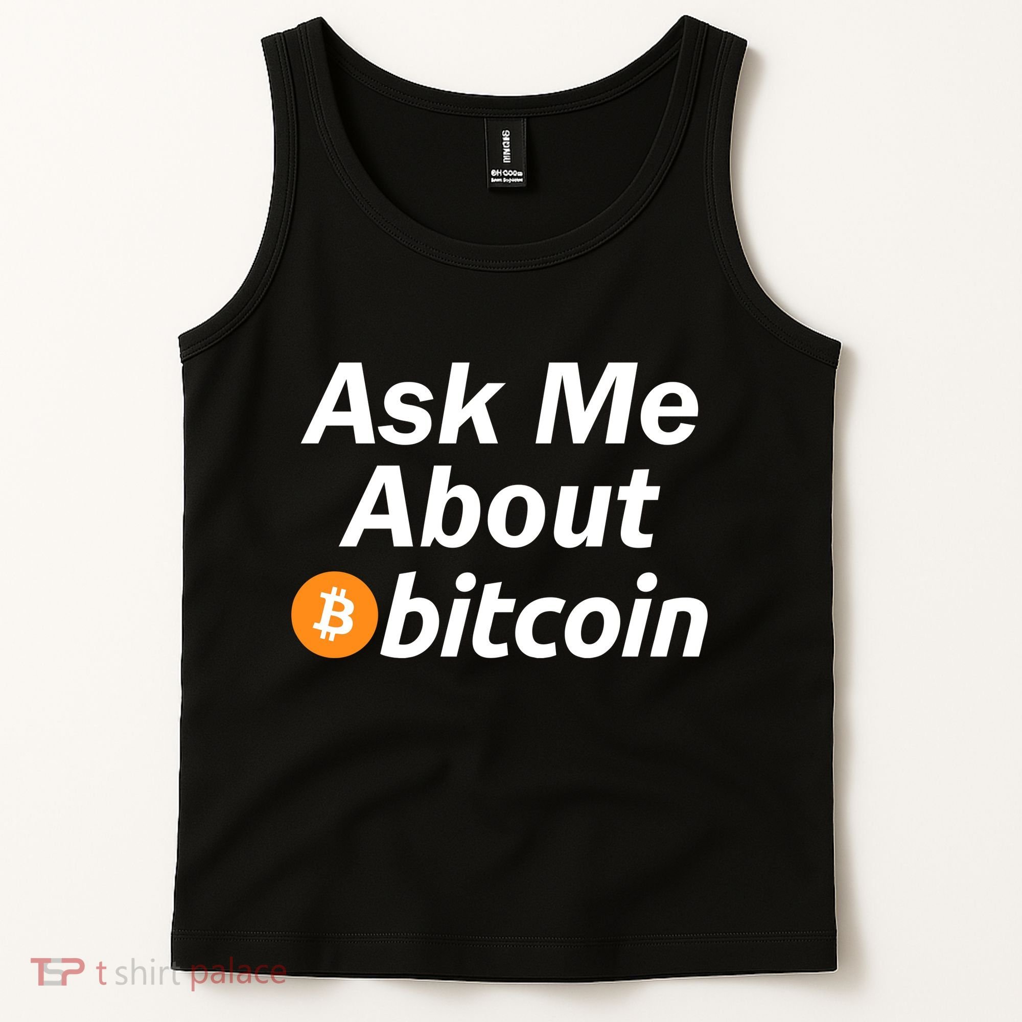 Ask Me About Bitcoin Cryptocurrency Logo Tank Top