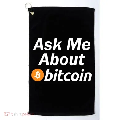 Ask Me About Bitcoin Cryptocurrency Logo Golf Towel
