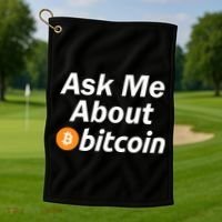 Ask Me About Bitcoin Cryptocurrency Logo Golf Towel thumb 1
