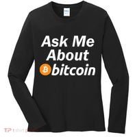 Ask Me About Bitcoin Cryptocurrency Logo Women's Long Sleeve Shirt thumb 0