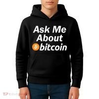 Ask Me About Bitcoin Cryptocurrency Logo Kids Hoodie thumb 4