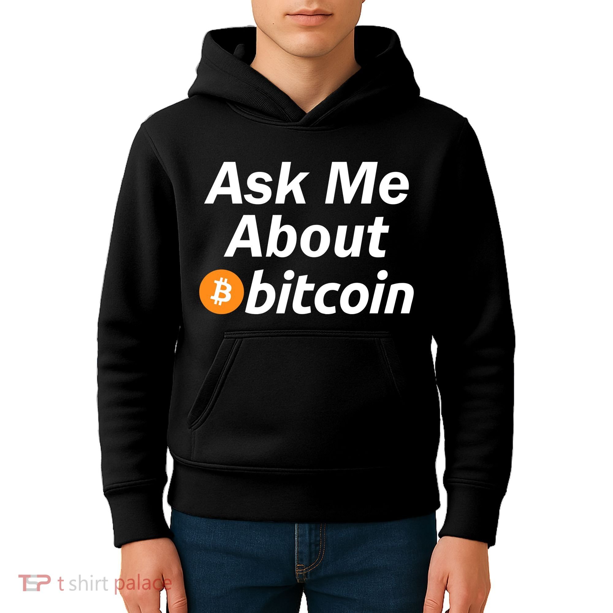 Ask Me About Bitcoin Cryptocurrency Logo Kids Hoodie