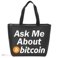 Ask Me About Bitcoin Cryptocurrency Logo Tote Bag thumb 0