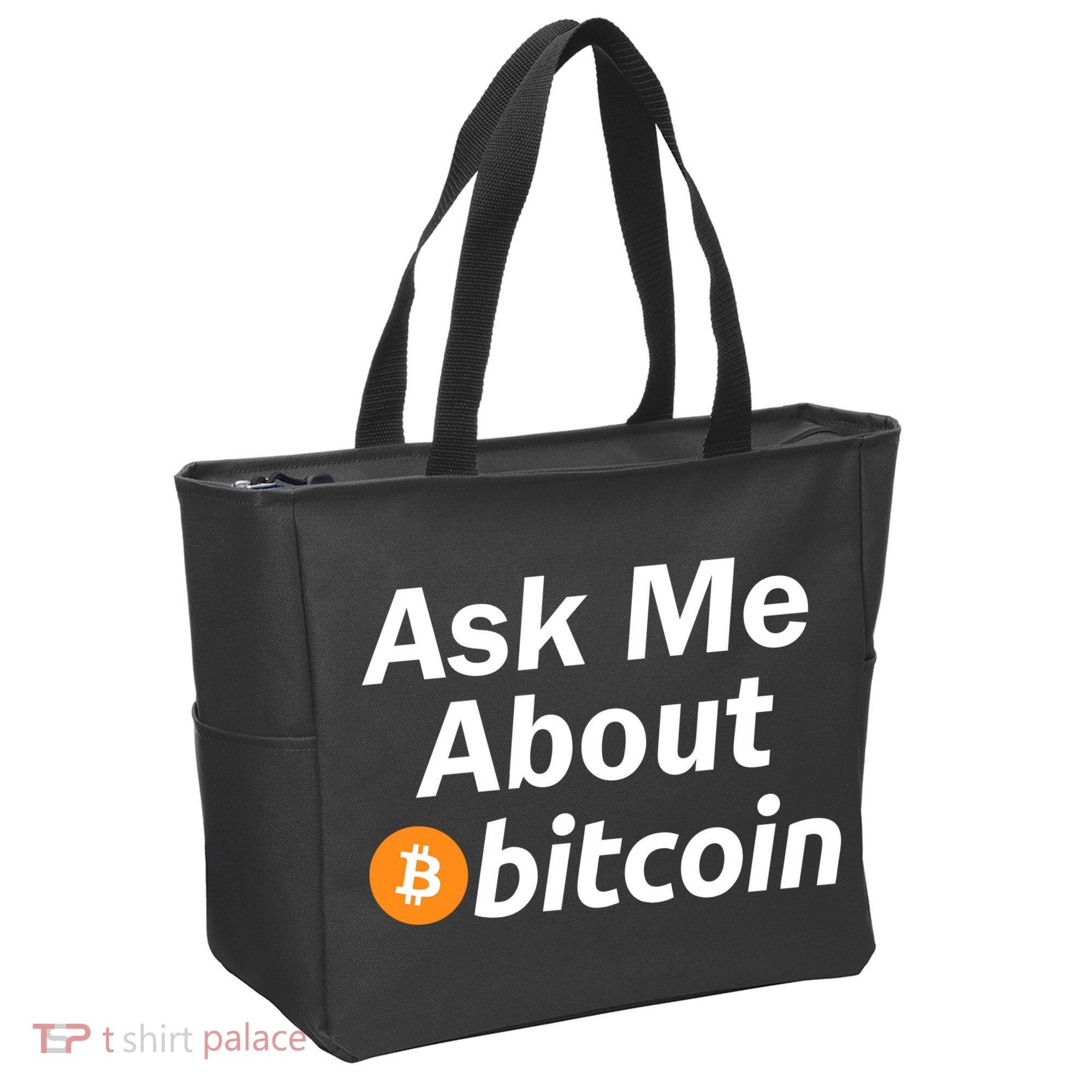 Ask Me About Bitcoin Cryptocurrency Logo Tote Bag